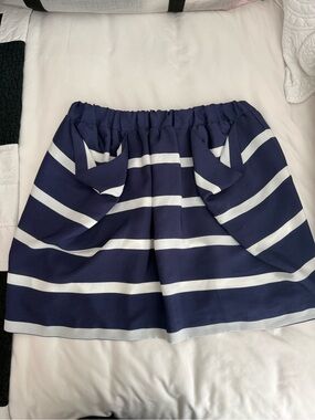 BCBGeneration Navy and White Striped Skater Skirt